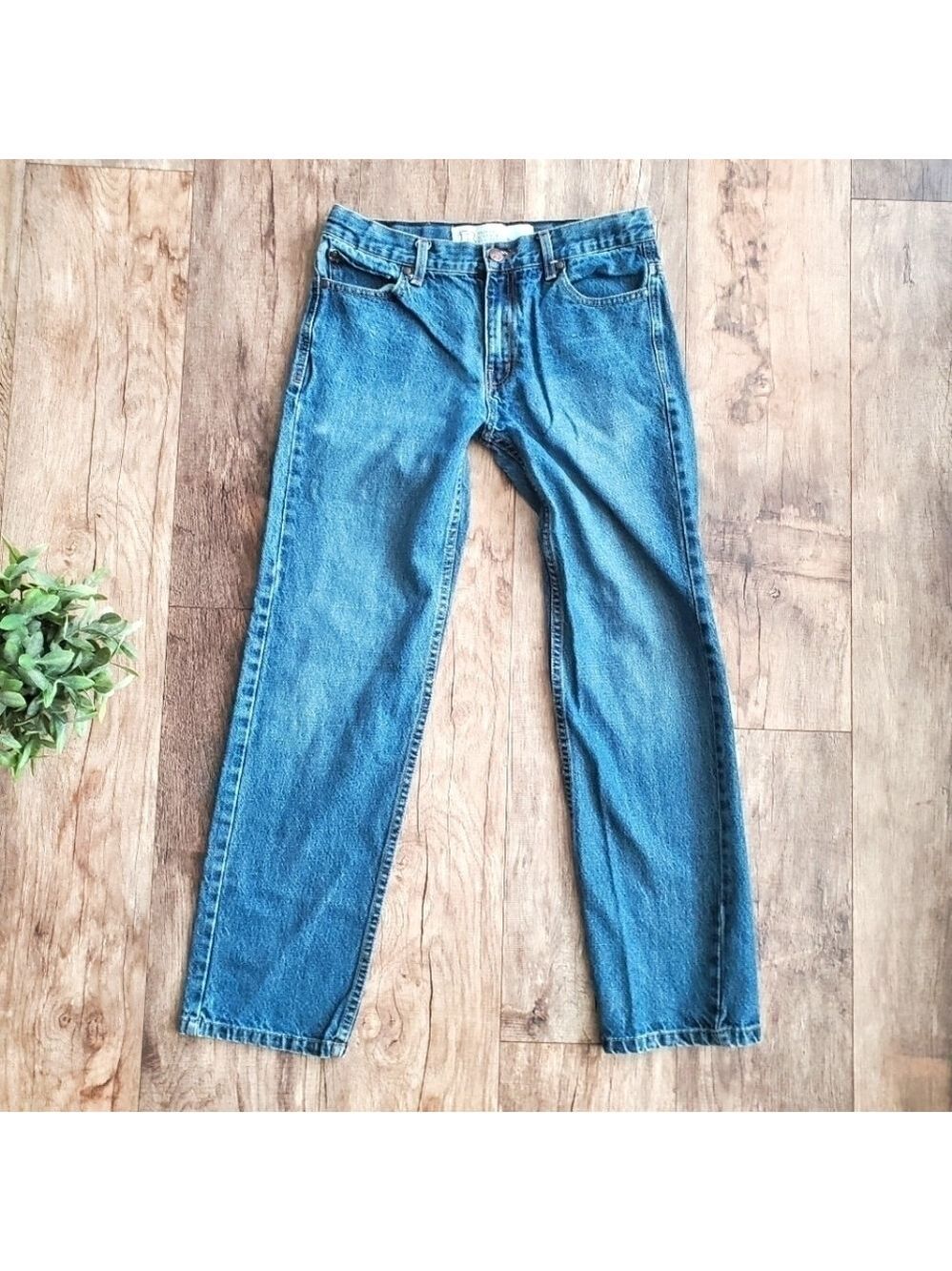 Raw Edge Denim Jeans Youth Boys Blue Wash Size 18